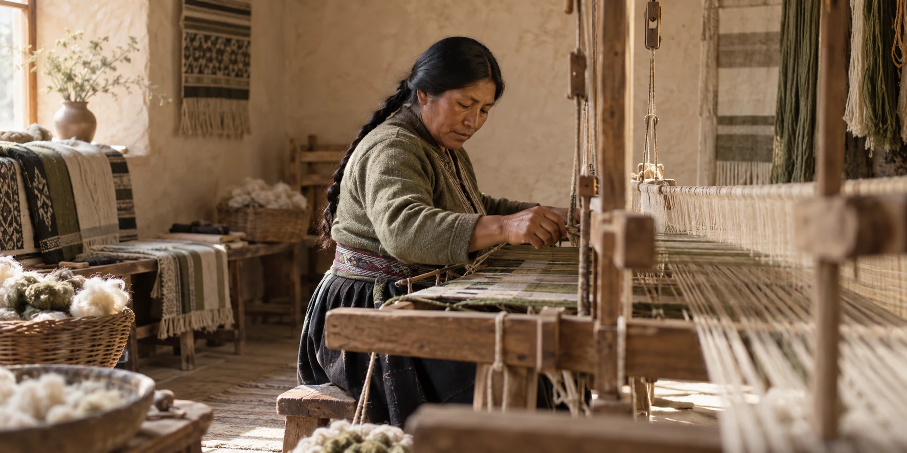 A Cusco artisan working at her loom